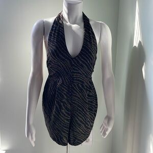 Zara Black Mini Metallic Halter Romper Small